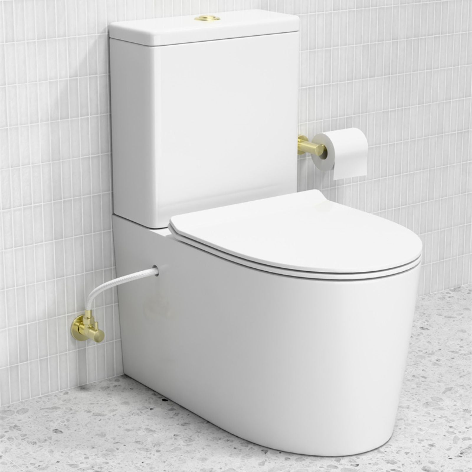 Lifestyle Nero 500mm Premium G1/2 Female Flexible Water Connector Hose Brushed Gold NR506043BG - The Blue Space