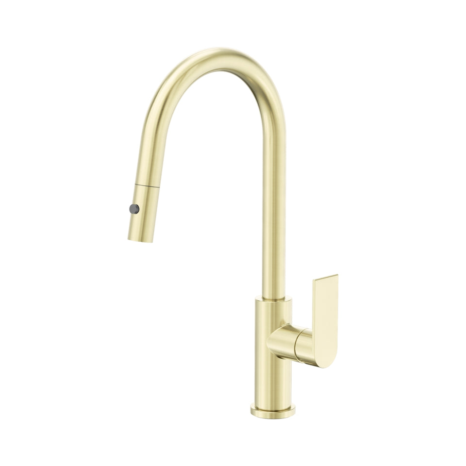 Nero Bianca Pull Out Sink Mixer With Vegie Spray Function Brushed Gold