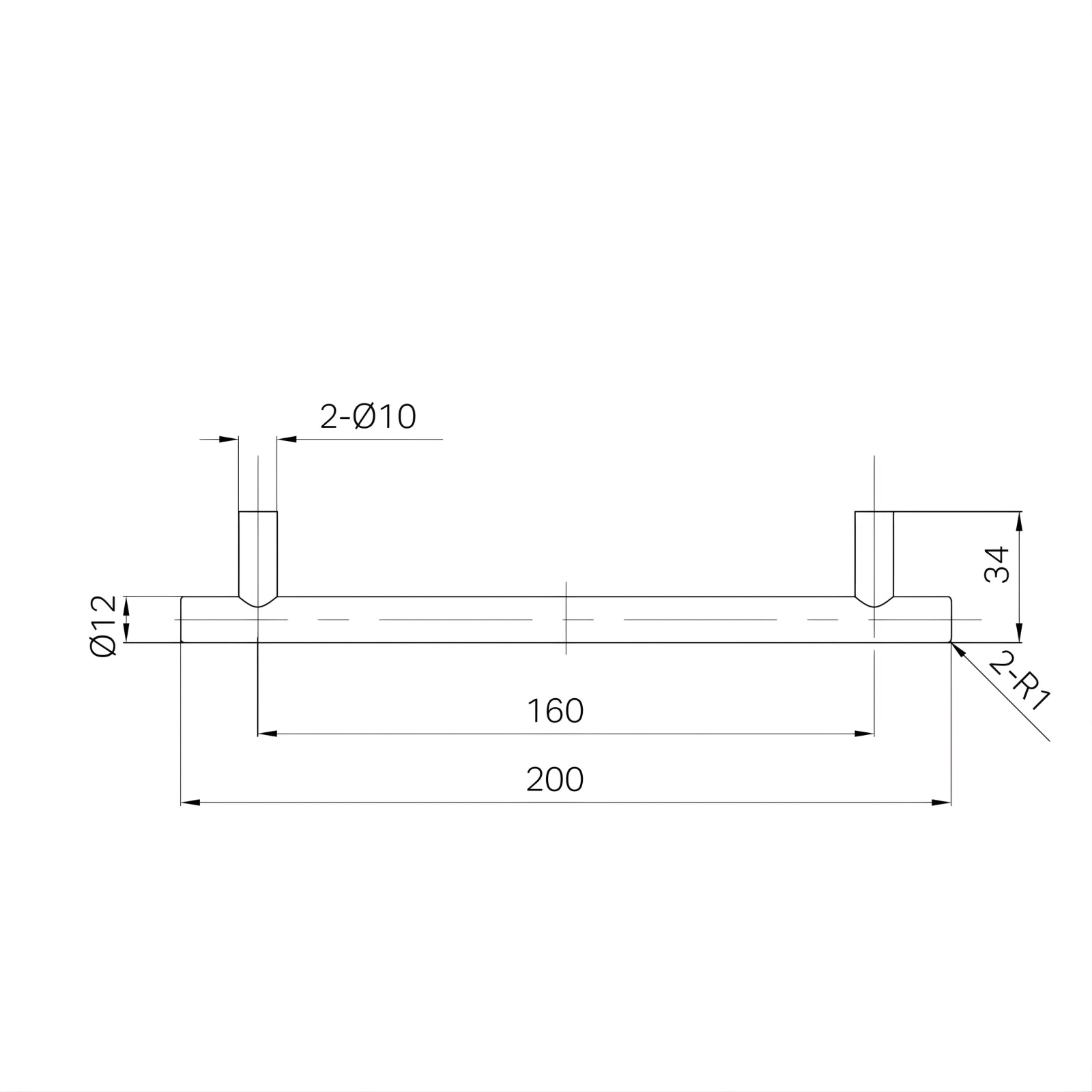 Line Drawing Nero Mecca 200mm Pull Handle Matte White 25F003MW - The Blue Space