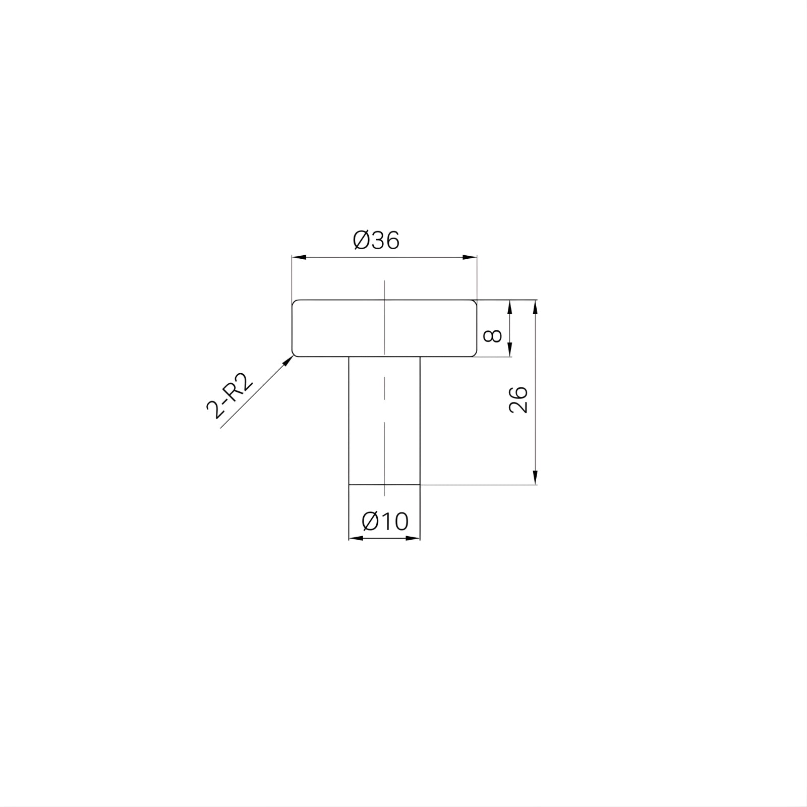 Line Drawing Nero Mecca 36mm Knob Matte Black 25F007MB - The Blue Space