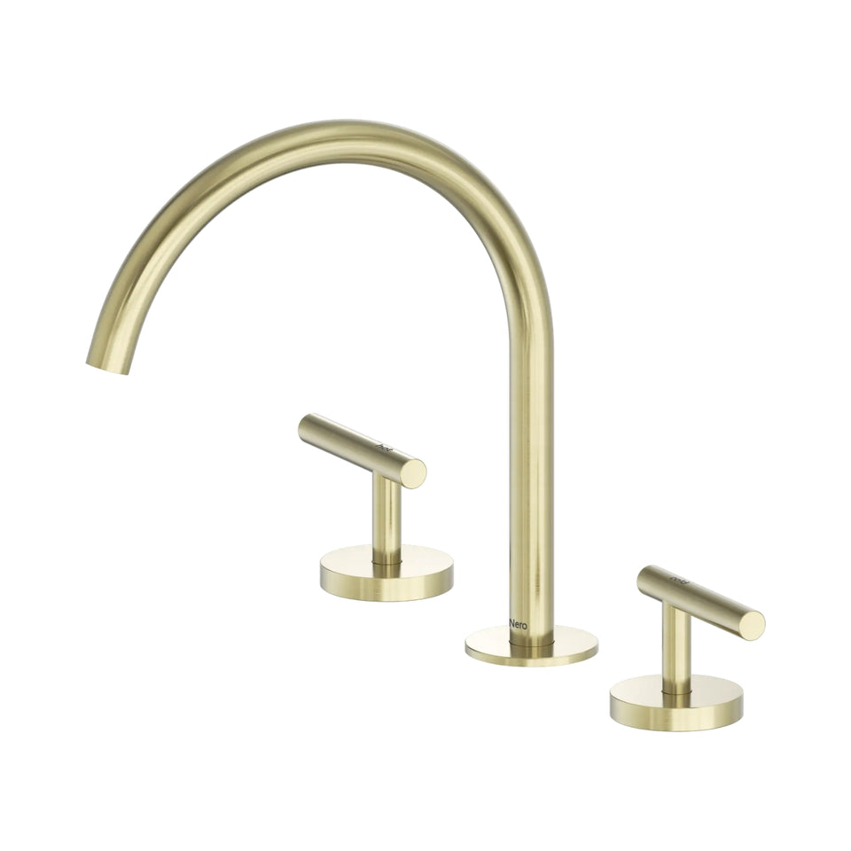 Nero Mecca Lever Bath/Kitchen Set Arc Spout Brushed Gold