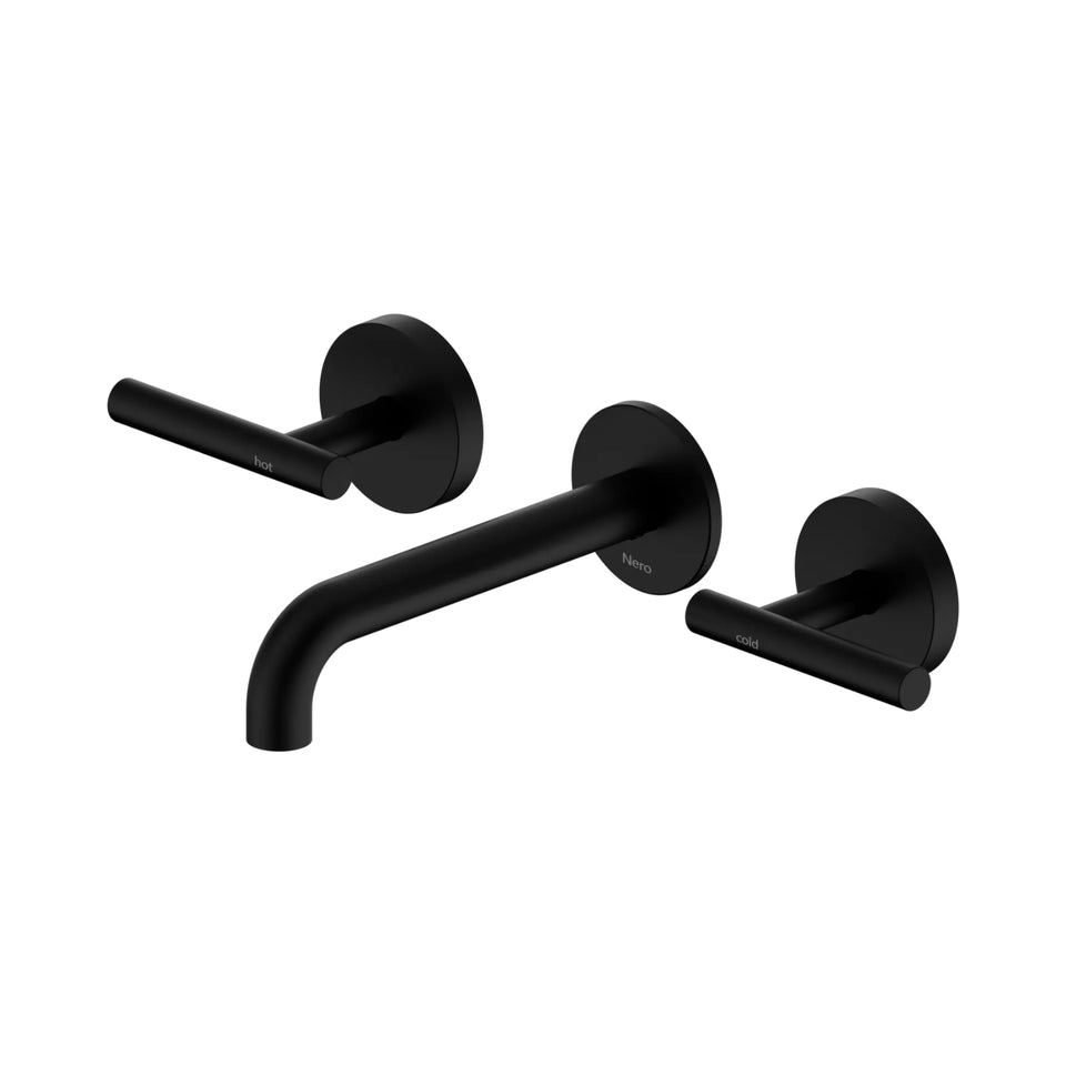Nero Mecca Lever Wall Basin/Bath Set 160mm Spout Matte Black