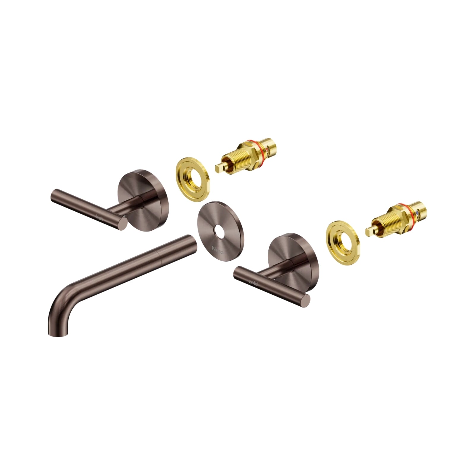 Nero Mecca Lever Wall Basin/Bath Set 185mm Spout Trim kits Only Brushed Bronze 25D020BZ - The Blue Space