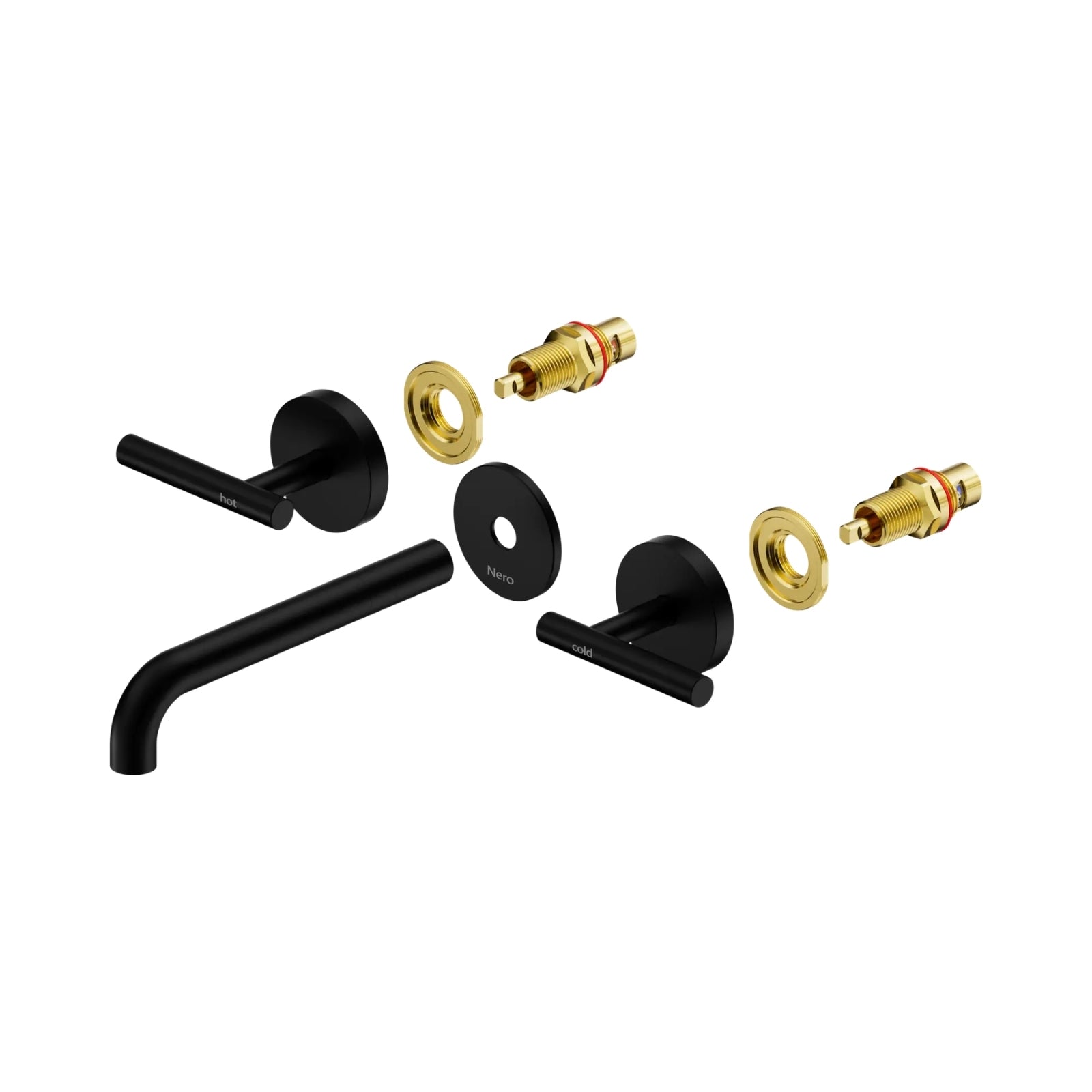 Nero Mecca Lever Wall Basin/Bath Set 185mm Spout Trim kits Only Matte Black 25D020MB - The Blue Space