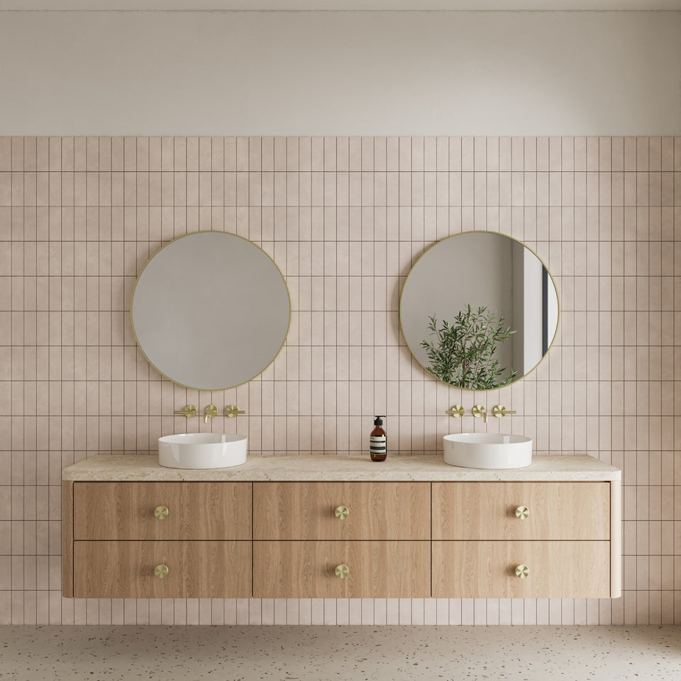 Nero Mecca Lever Wall Basin/Bath Set 220mm Spout Brushed Gold