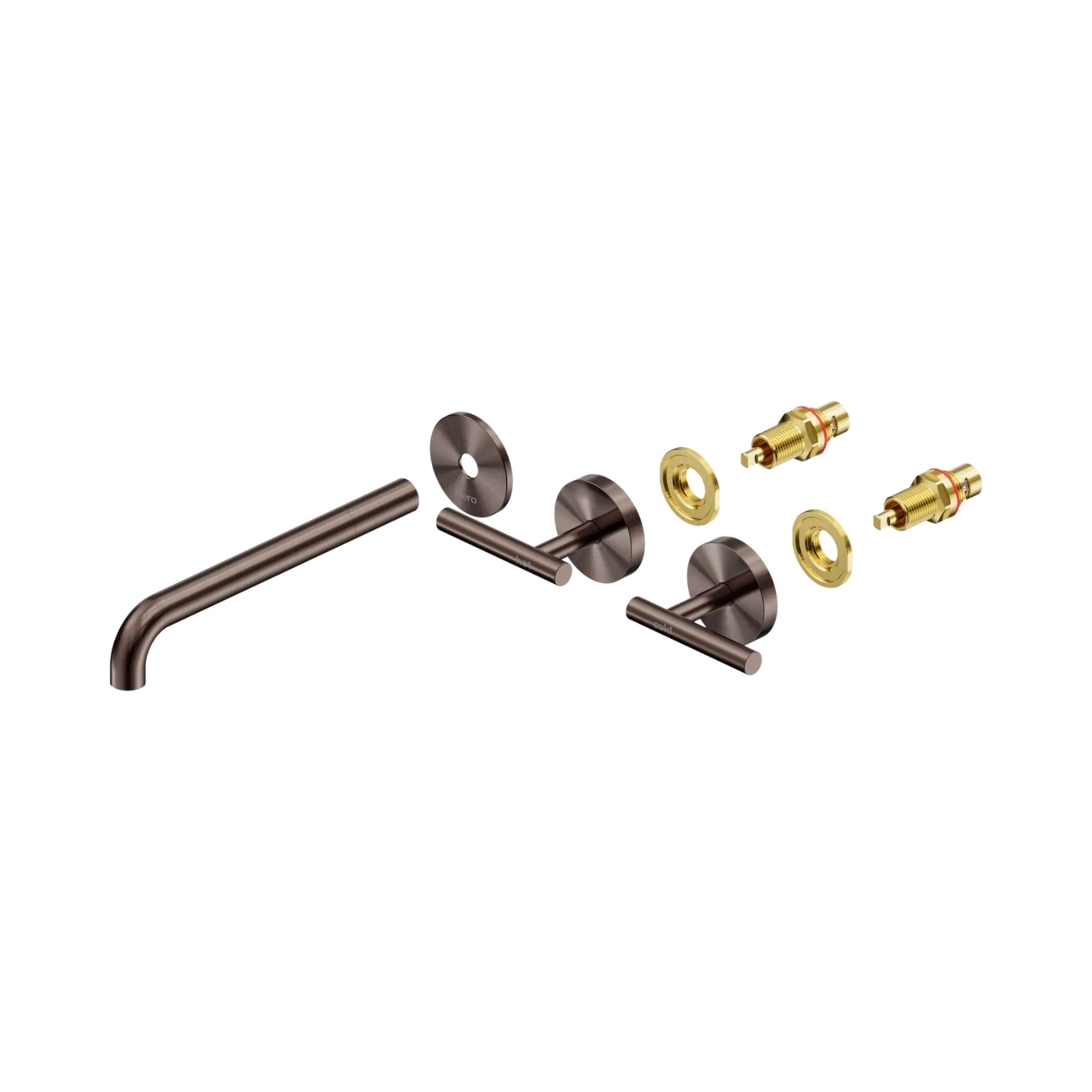 Side Nero Mecca Lever Wall Basin/Bath Set 220mm Spout Trim kits Only Brushed Bronze 25D021BZ - The Blue Space
