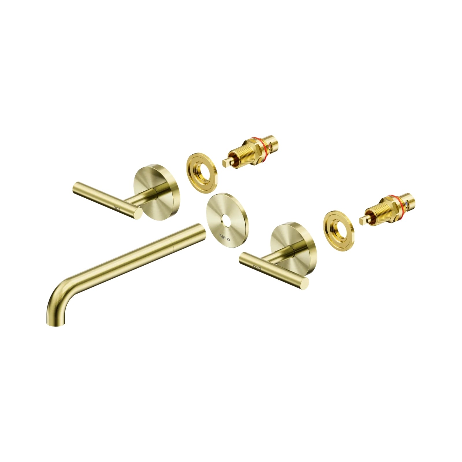 Nero Mecca Lever Wall Basin/Bath Set 220mm Spout Trim kits Only Brushed Gold 25D021BG - The Blue Space