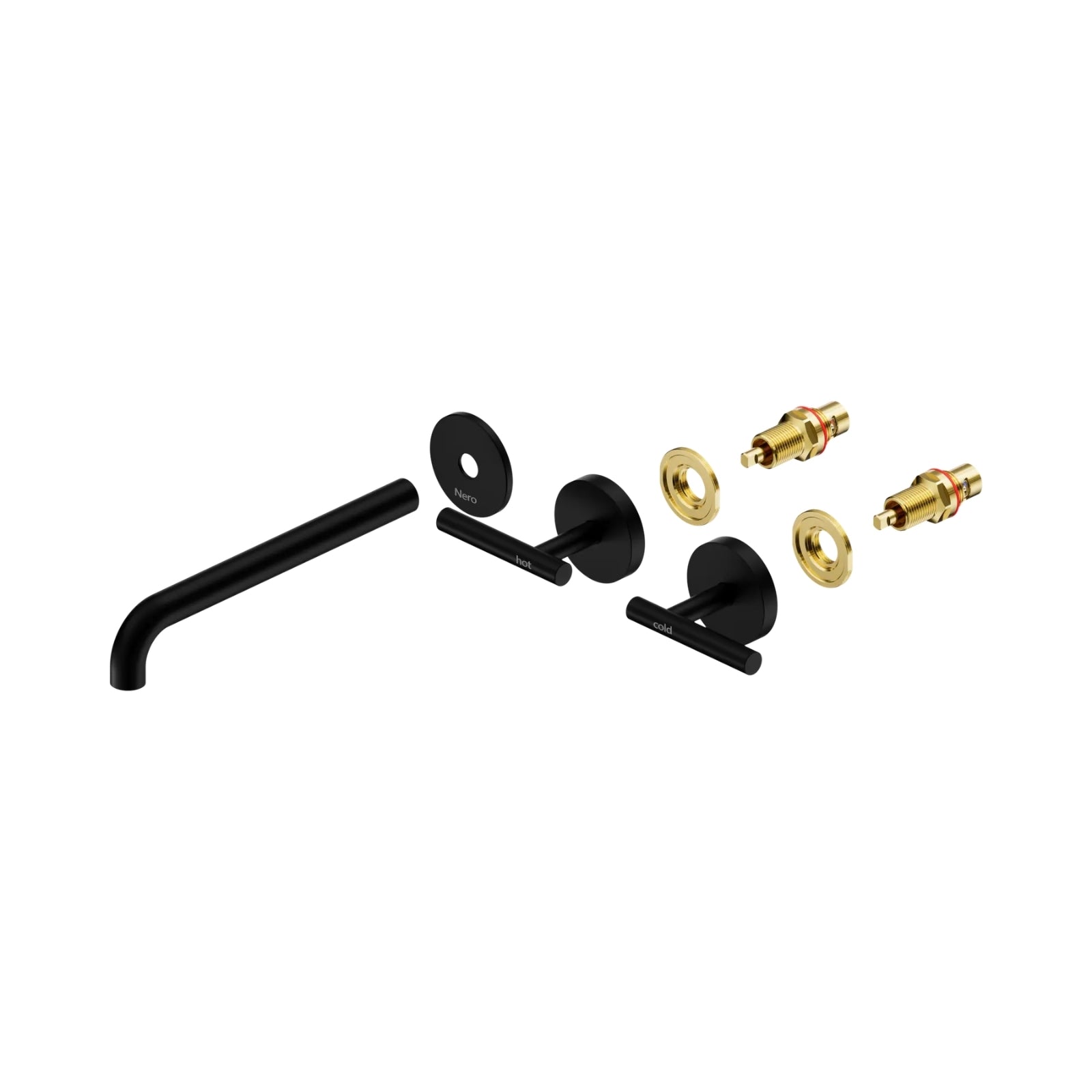 Side Nero Mecca Lever Wall Basin/Bath Set 220mm Spout Trim kits Only Matte Black 25D021MB - The Blue Space