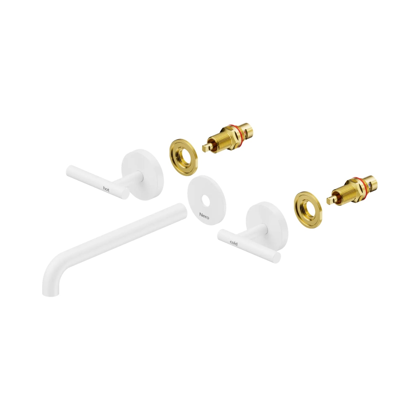 Nero Mecca Lever Wall Basin/Bath Set 220mm Spout Trim kits Only Matte White 25D021MW - The Blue Space