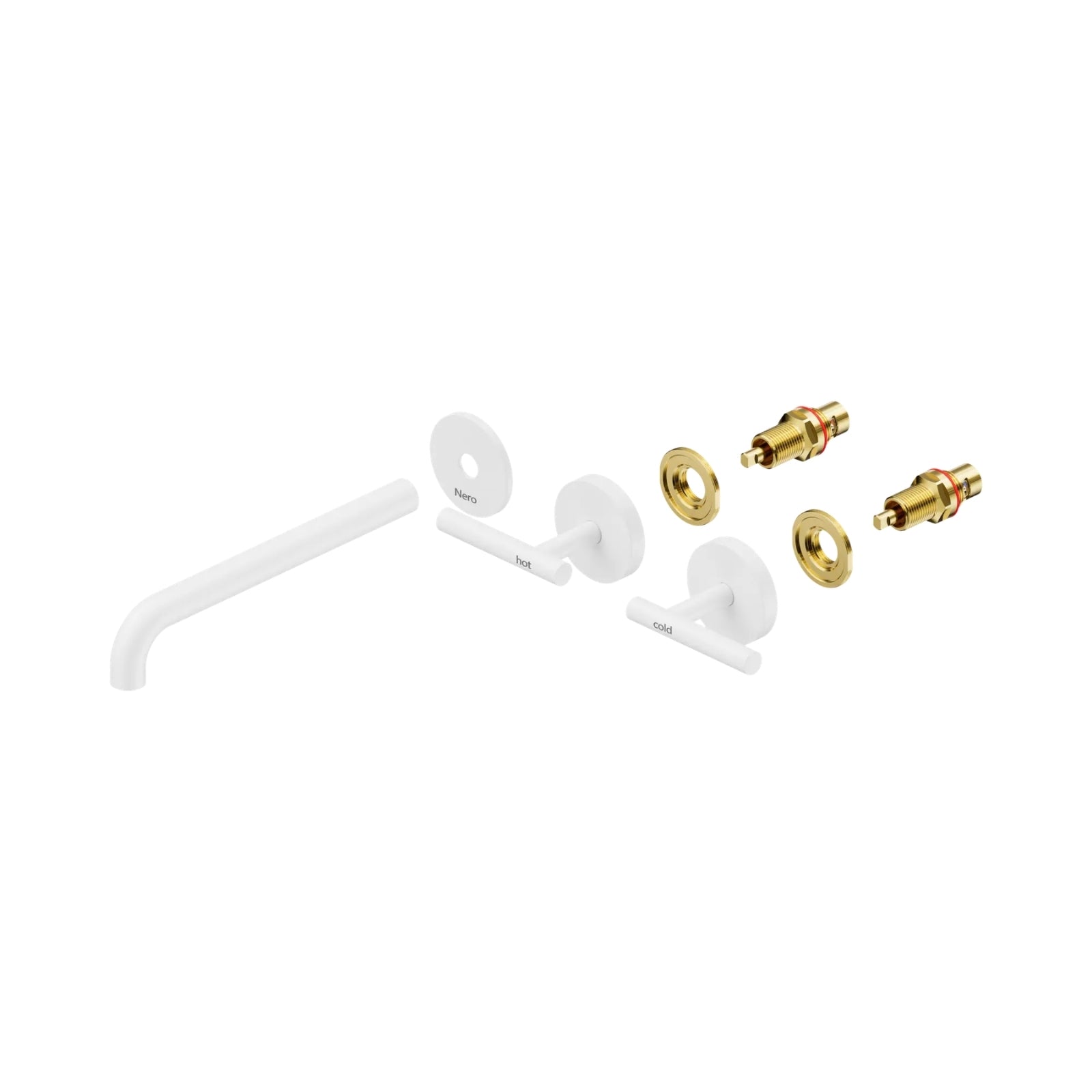 Side Nero Mecca Lever Wall Basin/Bath Set 220mm Spout Trim kits Only Matte White 25D021MW - The Blue Space