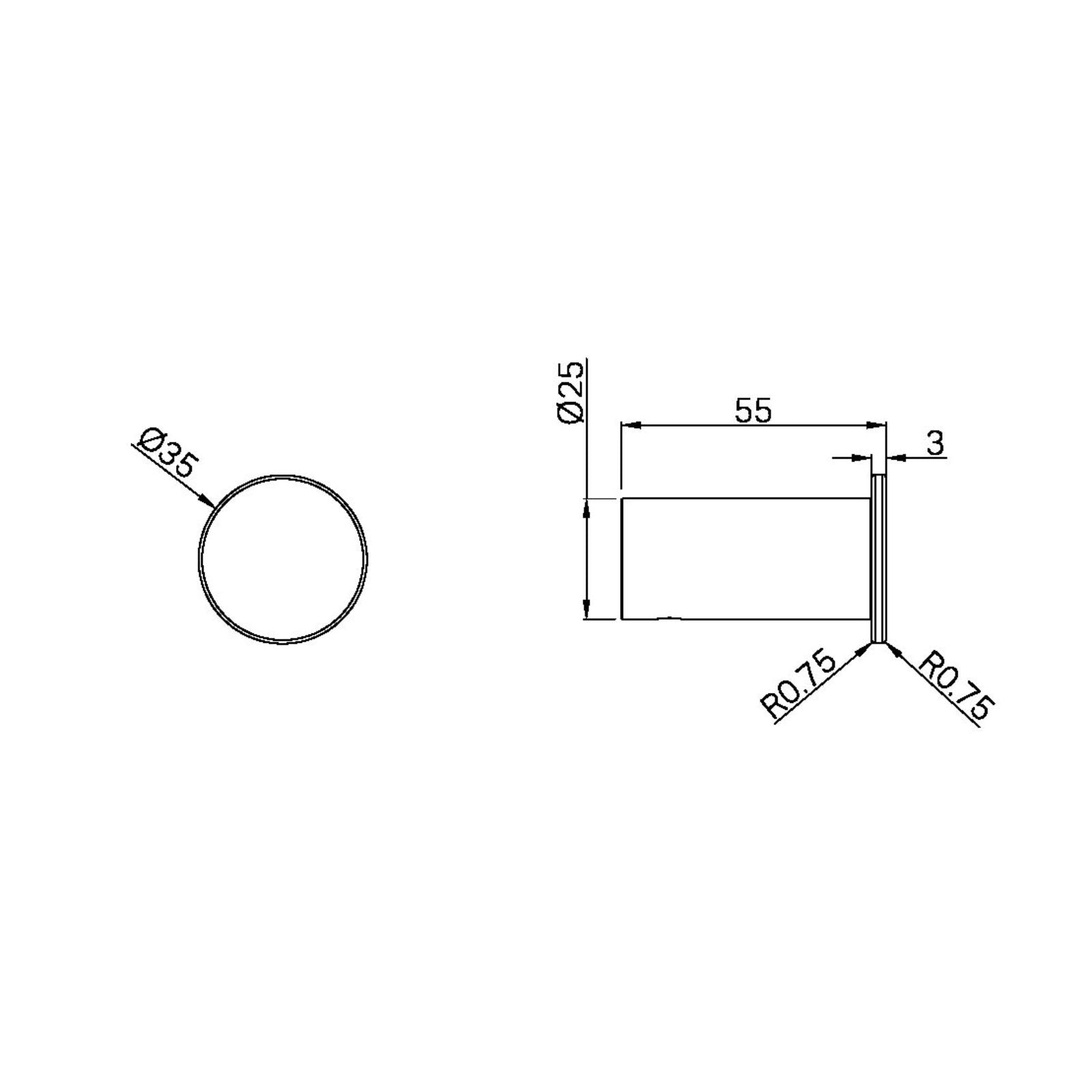 Technical Drawing Nero Mecca Robe Hook Slim Brushed Nickel NR1982BBN - The Blue Space