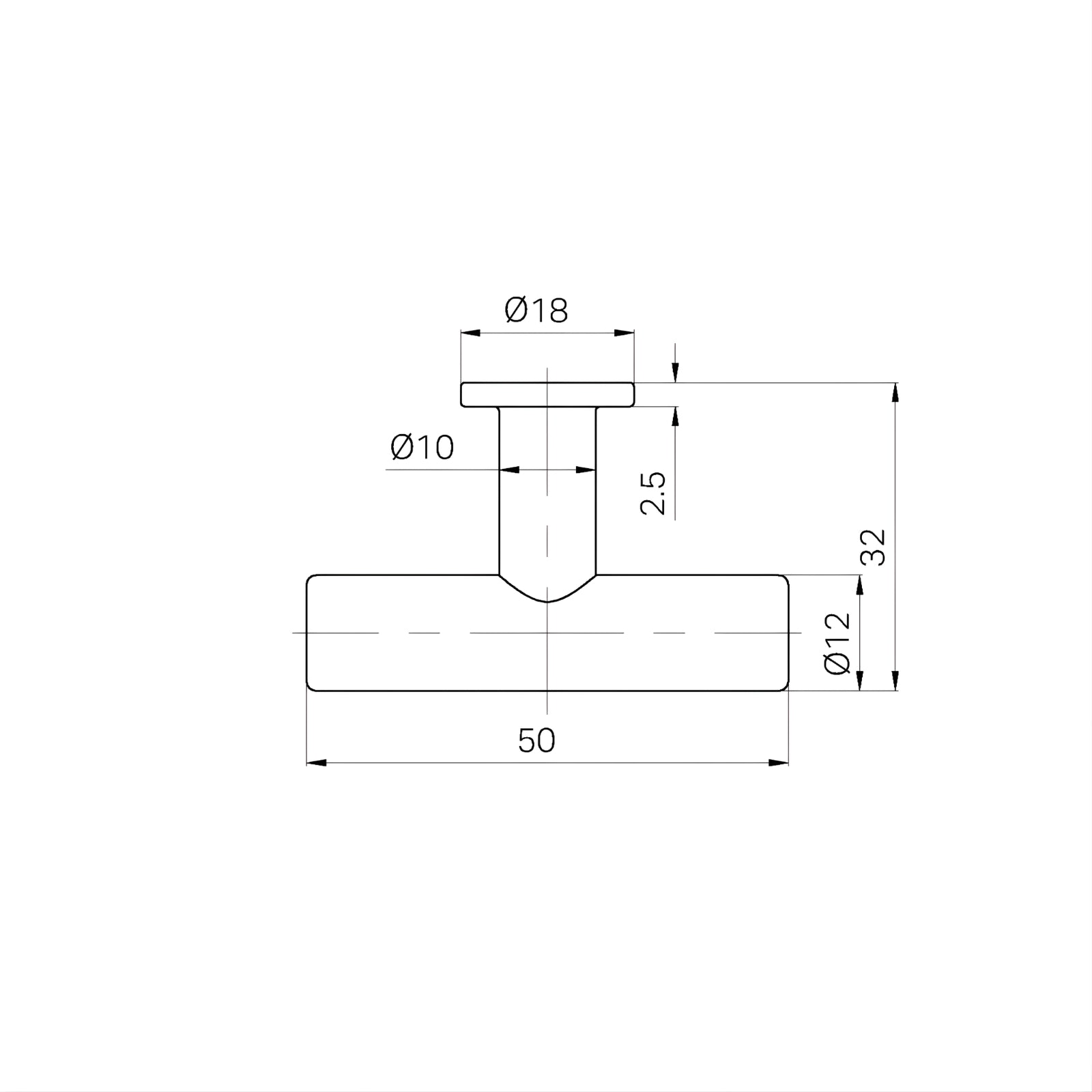 Line Drawing Nero Mecca T-Pull Handle Matte White 25F001MW - The Blue Space