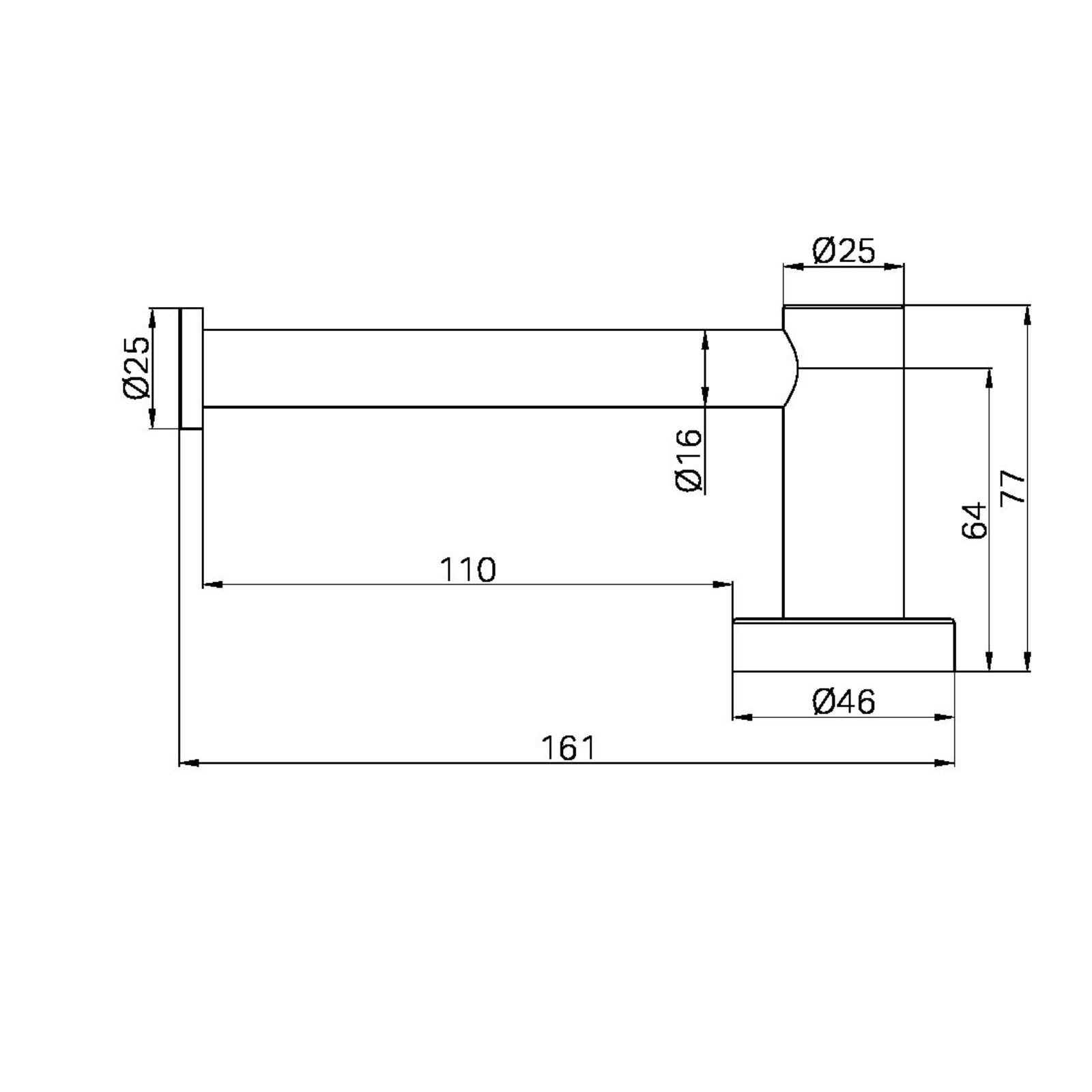 Technical Drawing Nero Mecca Toilet Roll Holder - Brushed Bronze NR1986BZ - The Blue Space