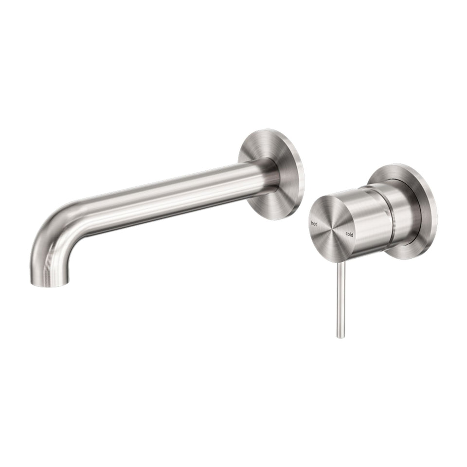 Nero Mecca Wall Basin/Bath Mixer Separate Back Plate 230mm Brushed Nickel
