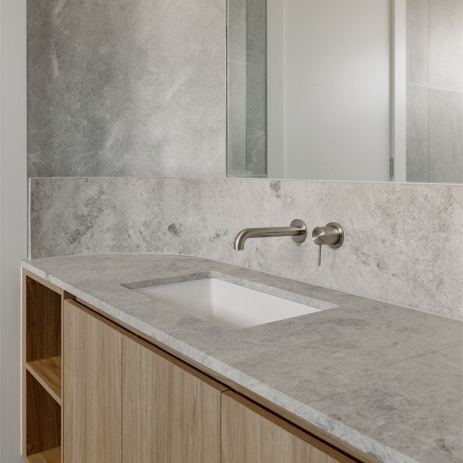 Lifestyle 1 Nero Mecca Wall Basin/Bath Mixer Separate Back Plate 230mm Brushed Nickel NR221910C230BN - The Blue Space