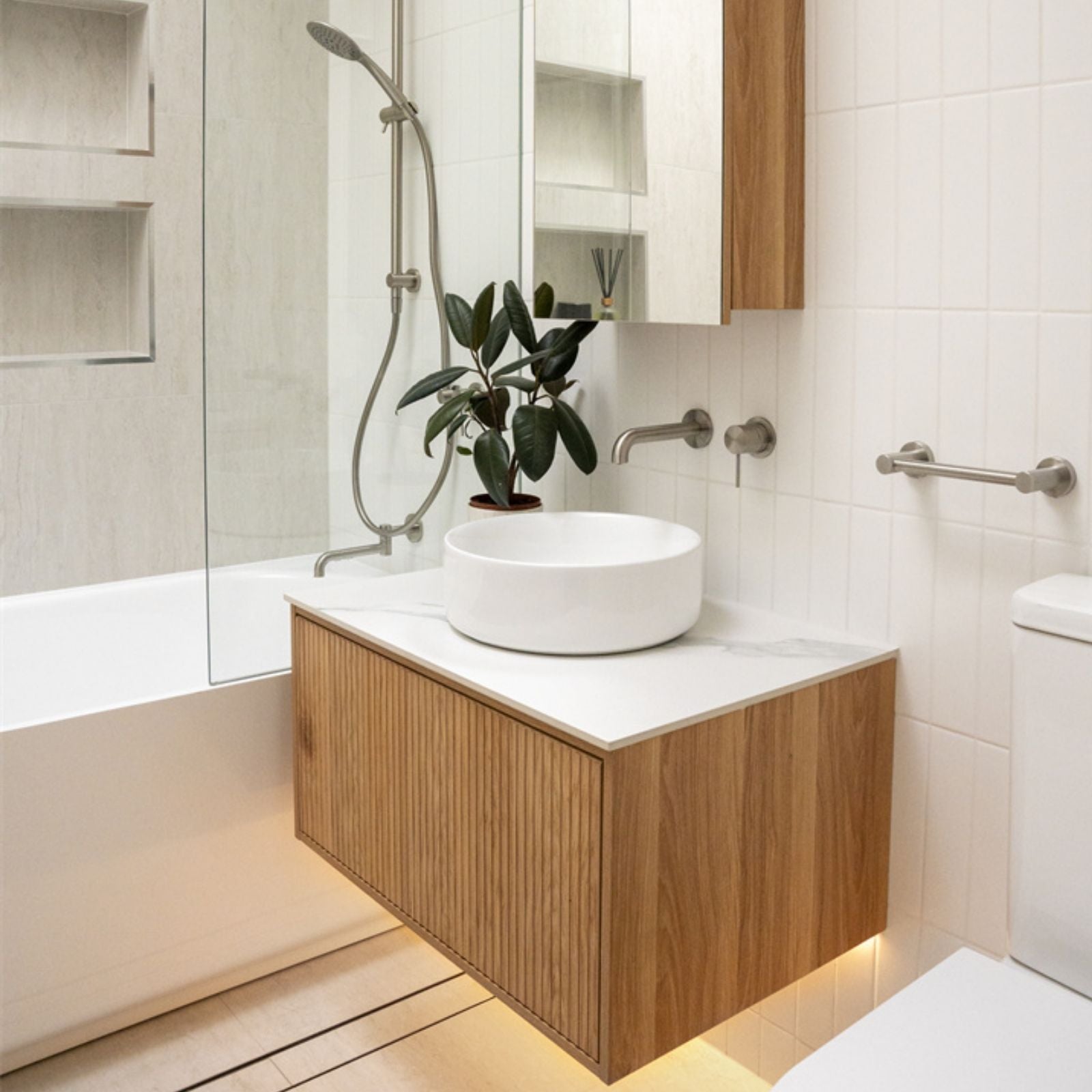 Lifestyle 3 Nero Mecca Wall Basin/Bath Mixer Separate Back Plate 230mm Brushed Nickel NR221910C230BN - The Blue Space