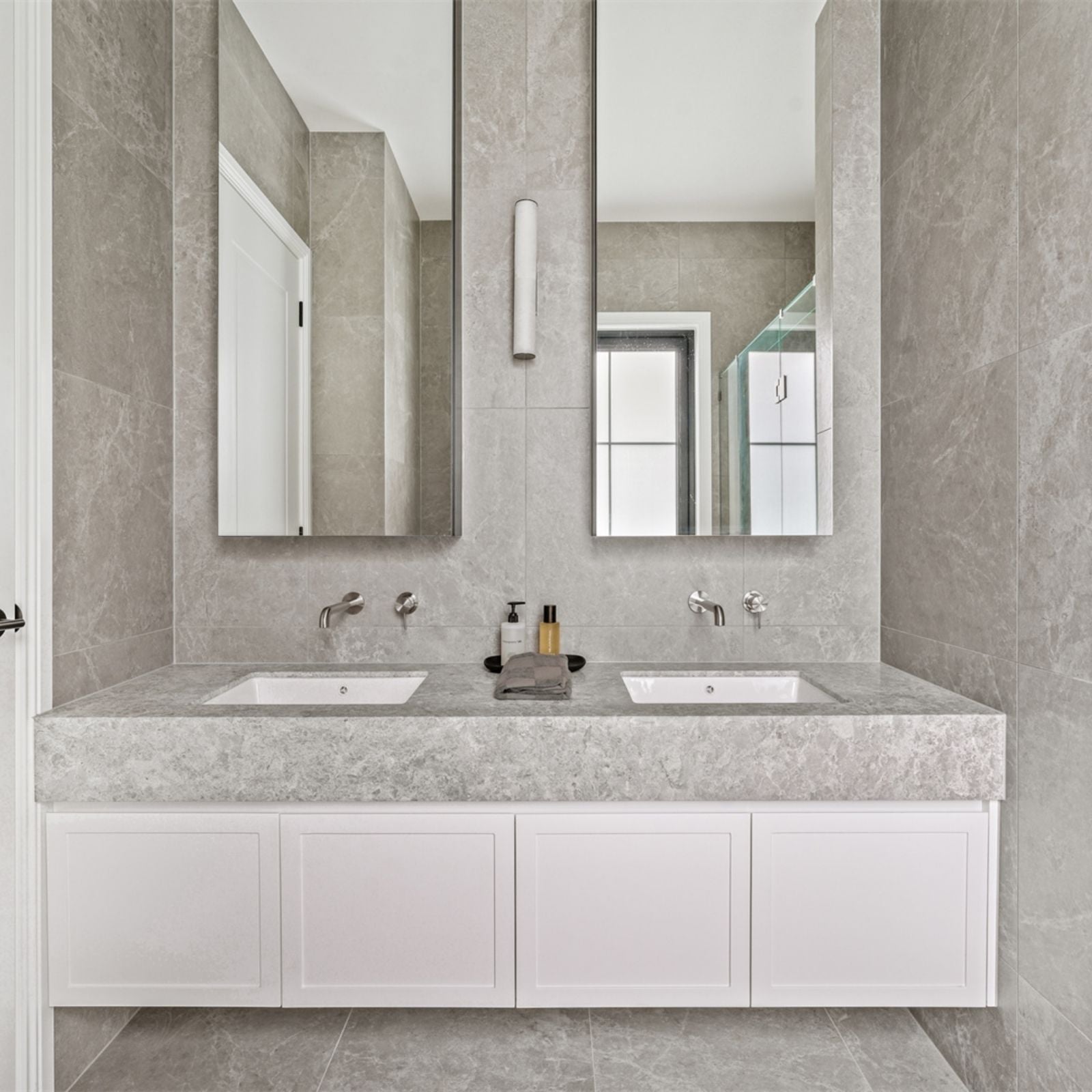 Lifestyle 8 Nero Mecca Wall Basin/Bath Mixer Separate Back Plate 230mm Brushed Nickel NR221910C230BN - The Blue Space