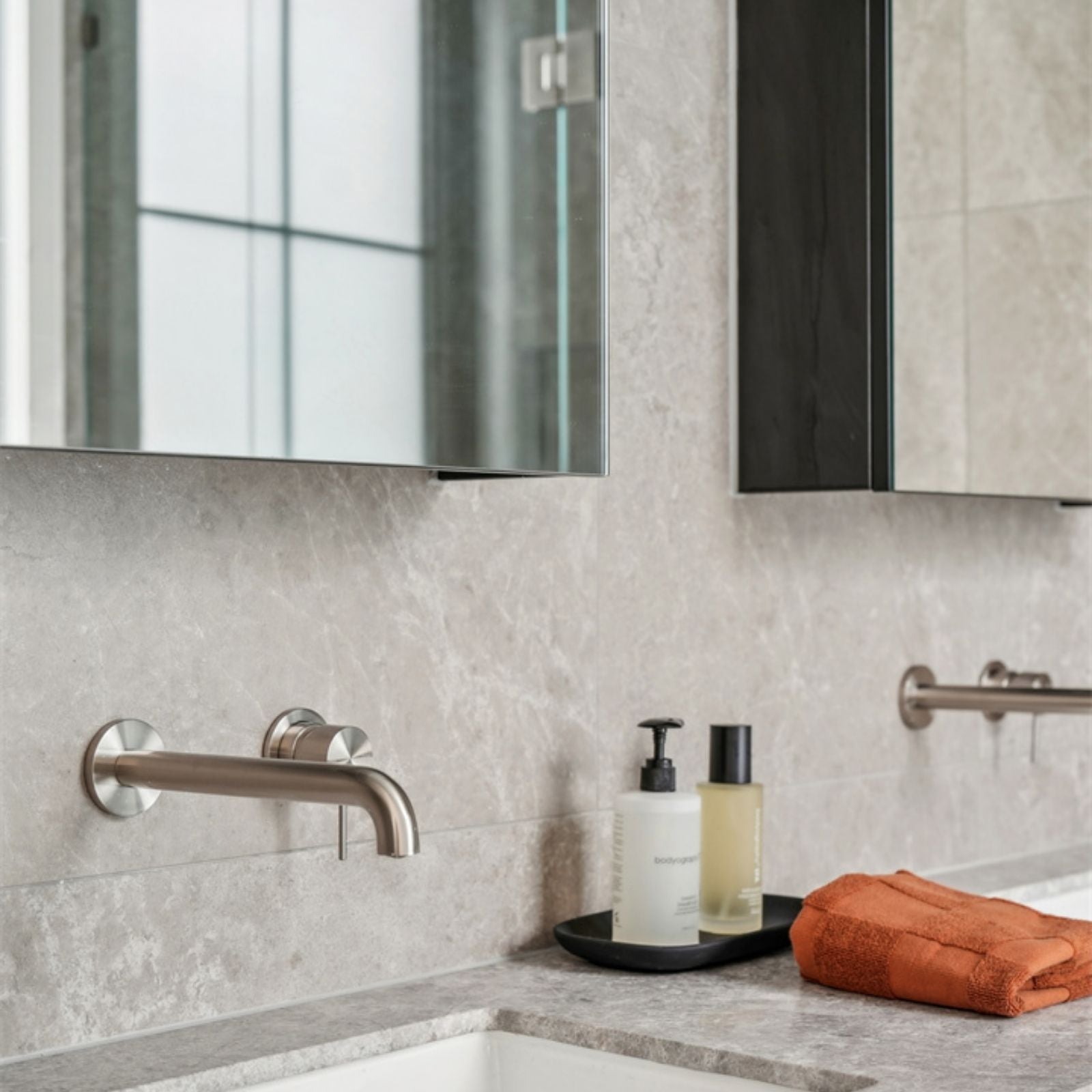 Lifestyle 9 Nero Mecca Wall Basin/Bath Mixer Separate Back Plate 230mm Brushed Nickel NR221910C230BN - The Blue Space