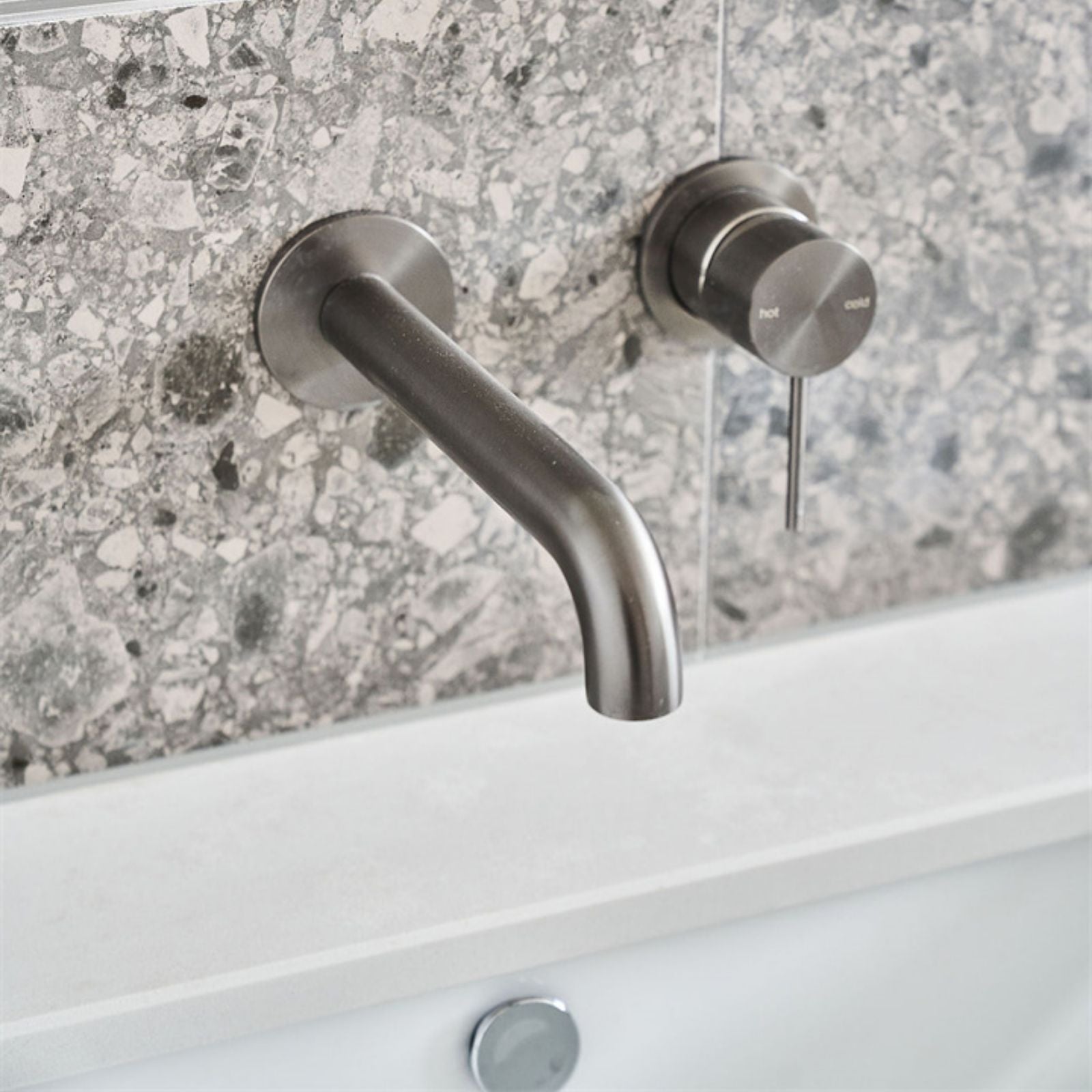 Lifestyle 2 Nero Mecca Wall Basin/Bath Mixer Separate Back Plate 230mm Gun Metal NR221910C230GM - The Blue Space