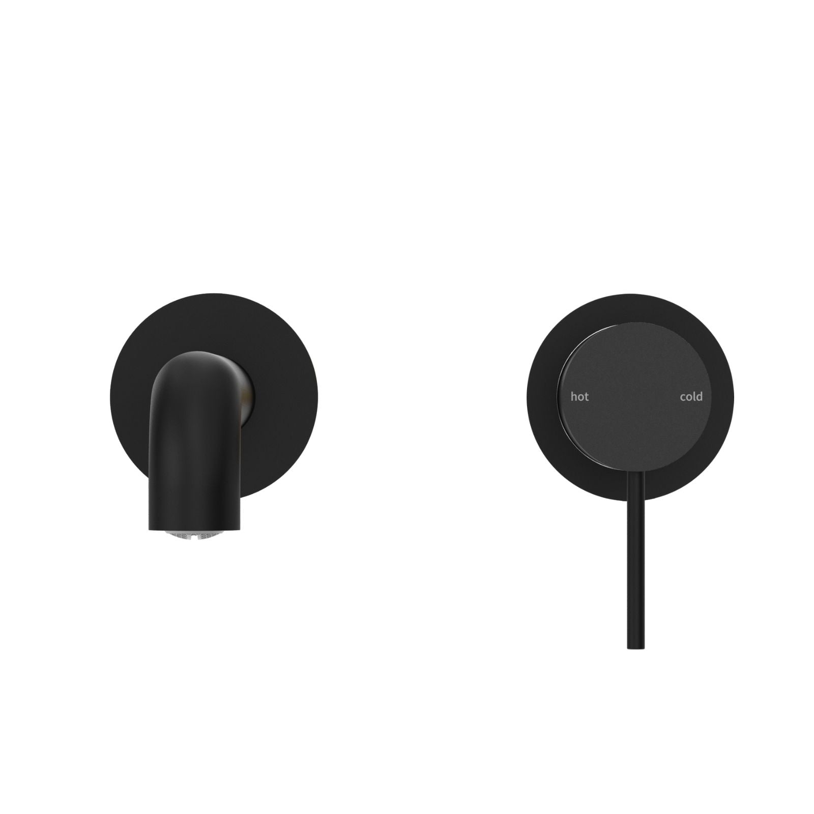 Front Nero Mecca Wall Basin/Bath Mixer Separate Back Plate 230mm Matte Black NR221910C230MB - The Blue Space