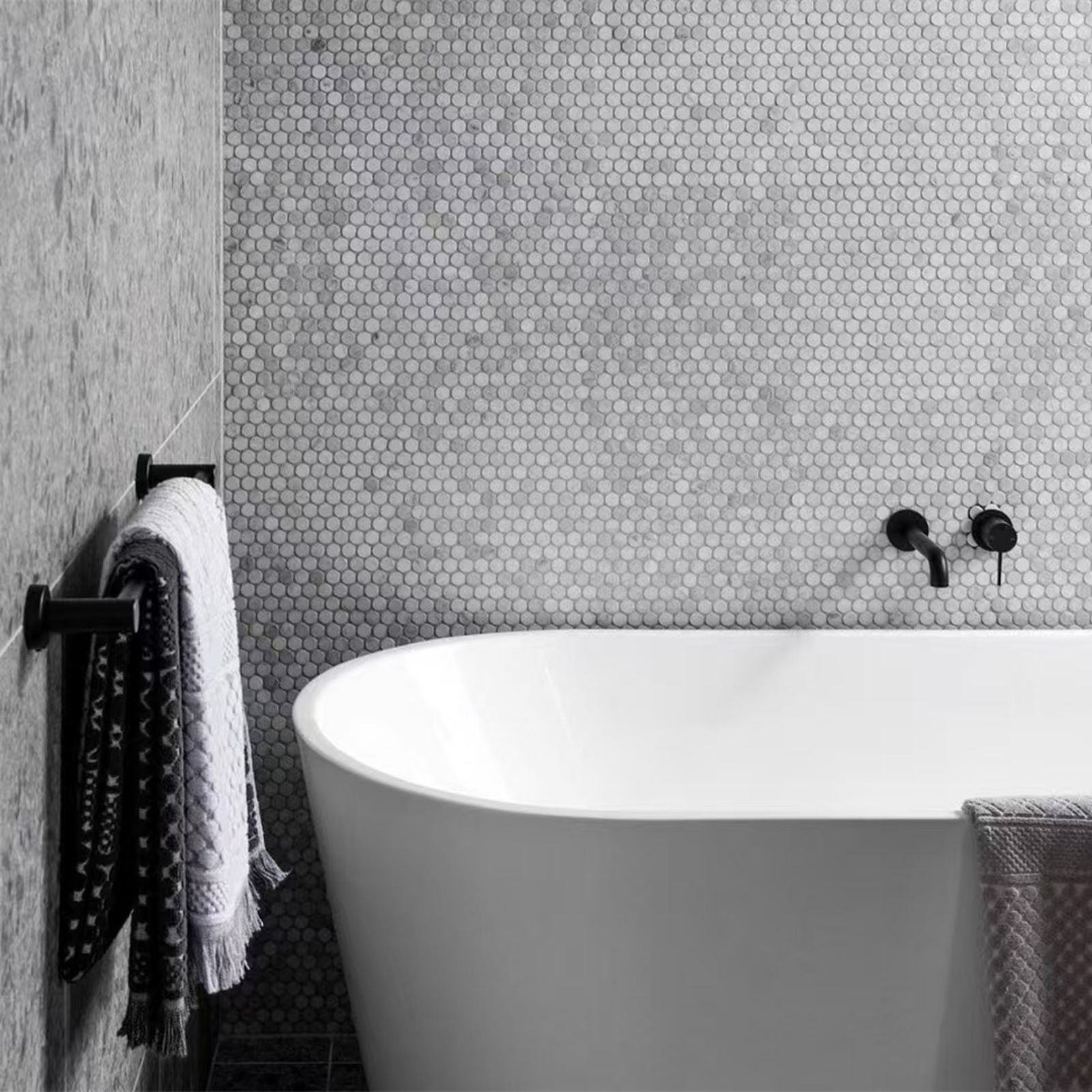 Lifestyle 2 Nero Mecca Wall Basin/Bath Mixer Separate Back Plate 230mm Matte Black NR221910C230MB - The Blue Space