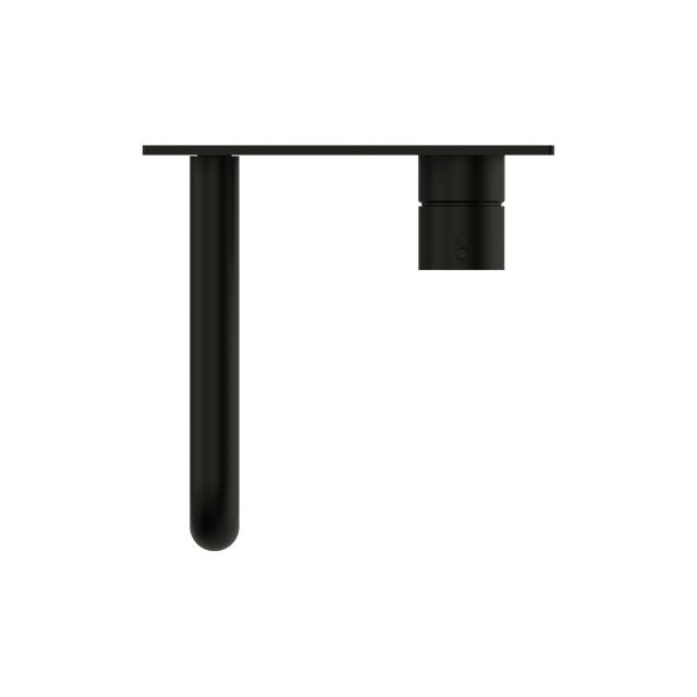 Top View Nero Mecca Wall Basin Mixer Handle Up 120mm Spout Matte Black - NR221910b120MB - The Blue Space