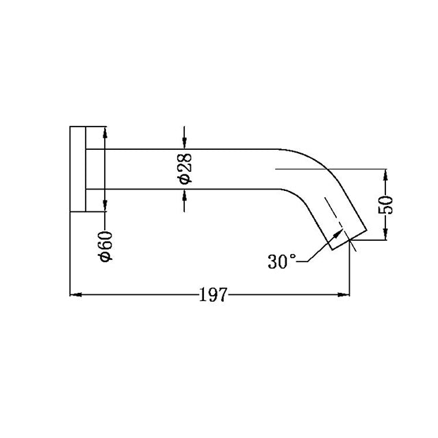 nero mecca wall mount sensor taps matte white technical drawing| the blue space