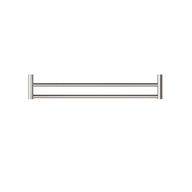 Front Nero New Mecca Double Towel Rail 600mm Brushed Nickel NR2324DBN - The Blue Space