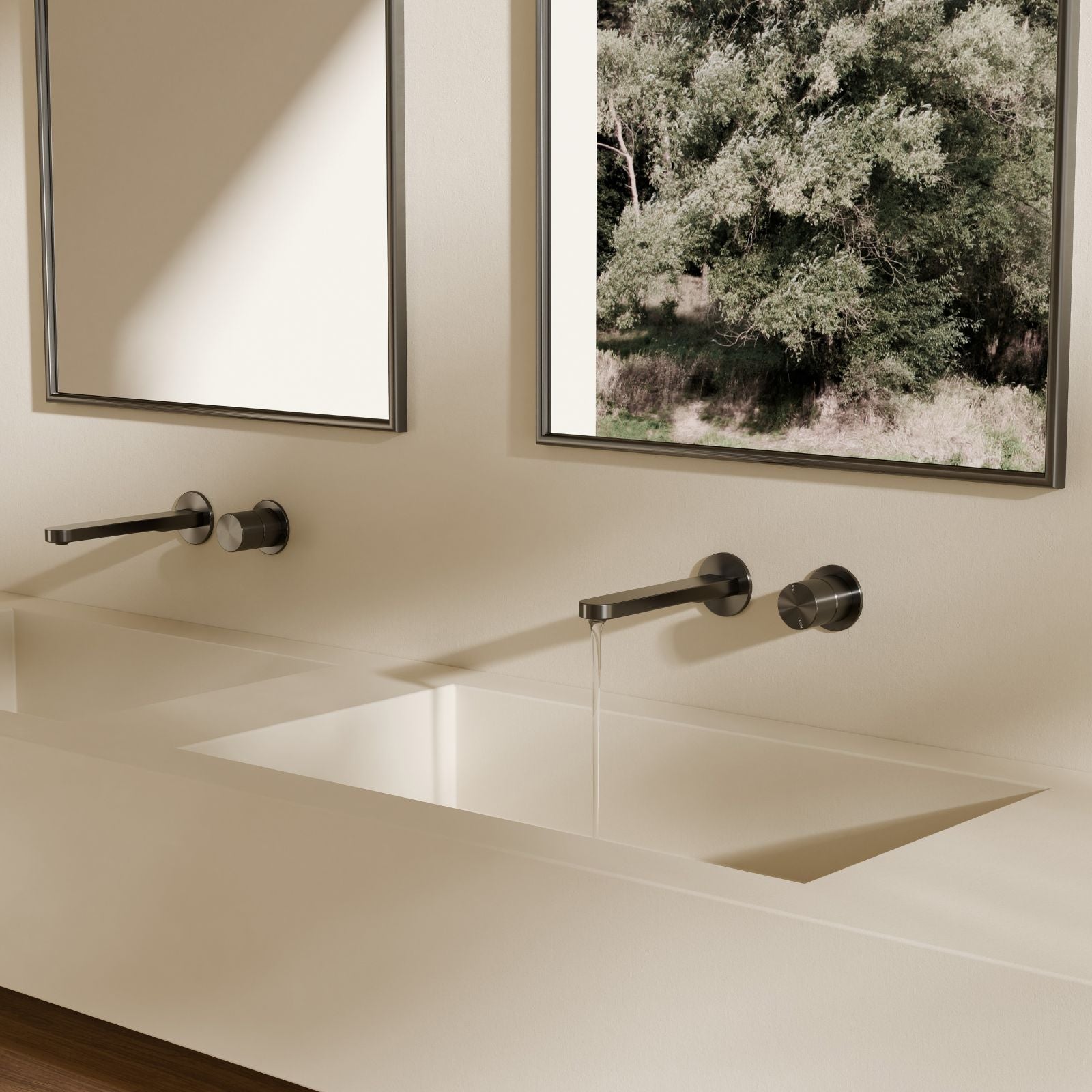 Lifestyle 2 Nero Pure SS316L Wall Basin/Bath Mixer Separate Back Plate Whole Set Graphite NR172210BGR - The Blue Space