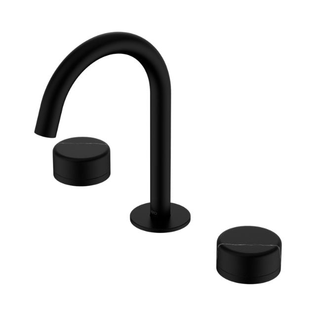 Nero Serenity Basin Set Arc Spout With Marquina Black Handle Matte Black 24D117MB - The Blue Space