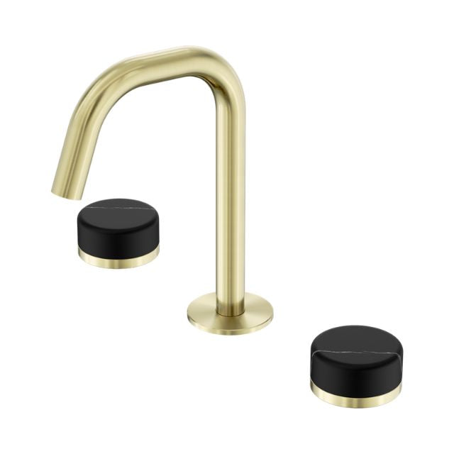 Nero Serenity Basin Set Edge Spout With Marquina Black Handle Brushed Gold 24D119BG - The Blue Space