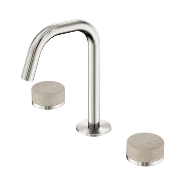 Nero Serenity Basin Set Edge Spout With Rome Travertine Handle Brushed Nickel 24D025BN - The Blue Space