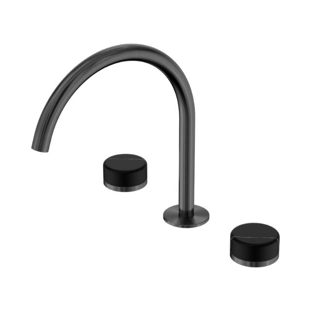 Nero Serenity Bath/Kitchen Set Arc Spout With Marquina Black Handle Gun Metal 24D118GM - The Blue Space