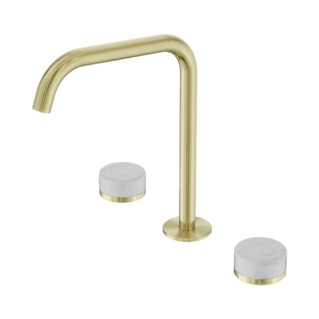 Nero Serenity Bath/Kitchen Set Edge Spout With Carrara Handle Brushed Gold 24D029BG - The Blue Space