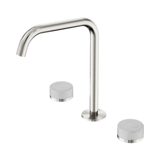 Nero Serenity Bath/Kitchen Set Edge Spout With Carrara Handle Brushed Nickel 24D029BN - The Blue Space