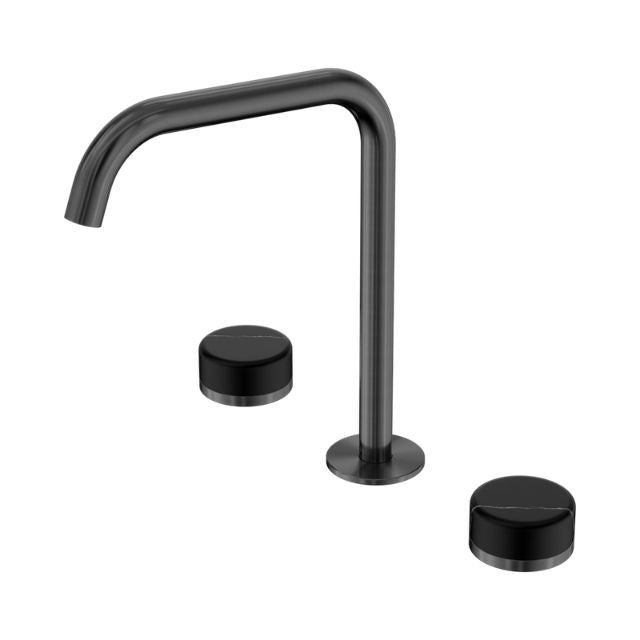 Nero Serenity Bath/Kitchen Set Edge Spout With Marquina Black Handle Gun Metal 24D120GM - The Blue Space