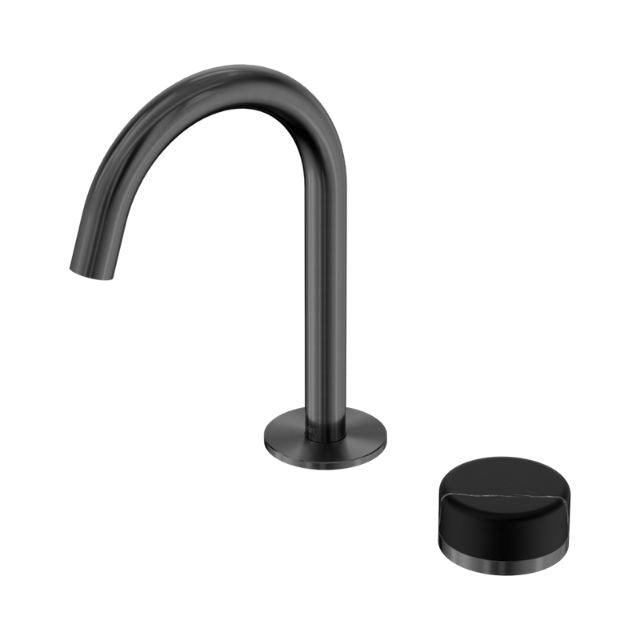 Nero Serenity Progressive Basin Mixer Arc Spout With Marquina Black Handle Gun Metal 24E133GM - The Blue Space