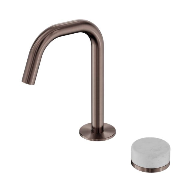 Nero Serenity Progressive Basin Mixer Edge Spout With Carrara Handle Brushed Bronze
