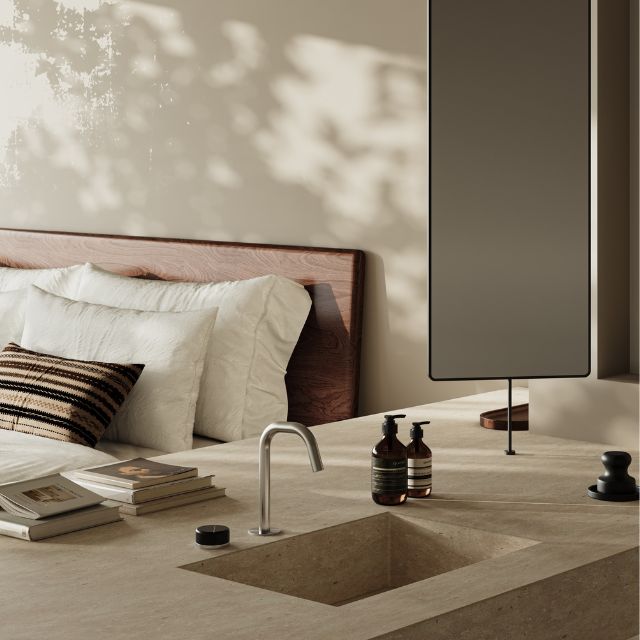 Nero Serenity Progressive Basin Mixer Edge Spout With Marquina Black Handle Brushed Nickel 24E135BN - The Blue Space