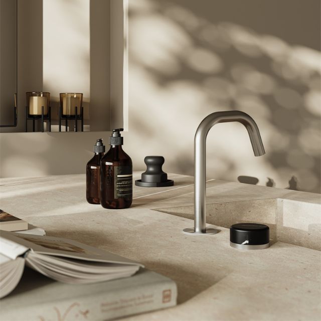 Lifestyle Nero Serenity Progressive Basin Mixer Edge Spout With Marquina Black Handle Brushed Nickel 24E135BN - The Blue Space