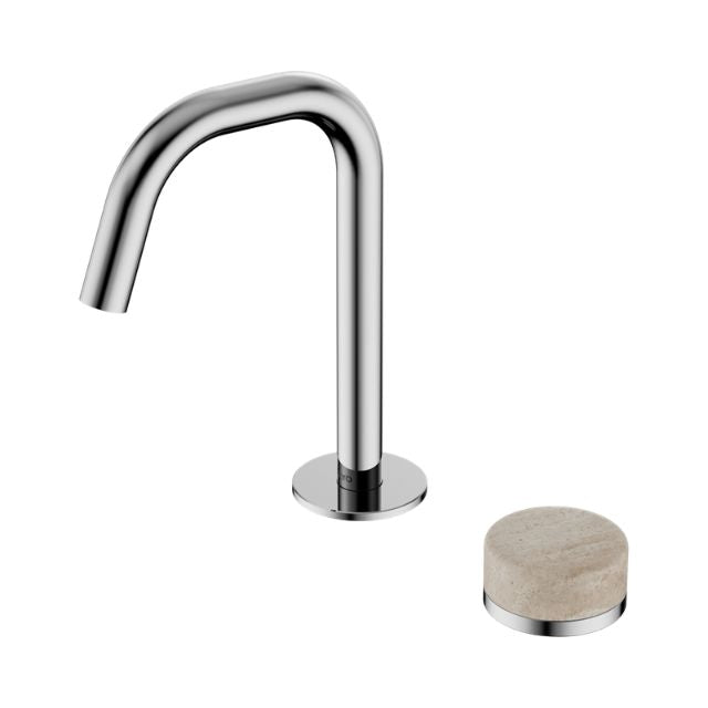 Nero Serenity Progressive Basin Mixer Edge Spout With Rome Travertine Handle Chrome 24E045CH - The Blue Space