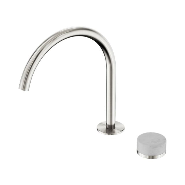 Nero Serenity Progressive Bath/Kitchen Mixer Arc Spout With Carrara Handle Brushed Nickel 24E037BN - The Blue Space