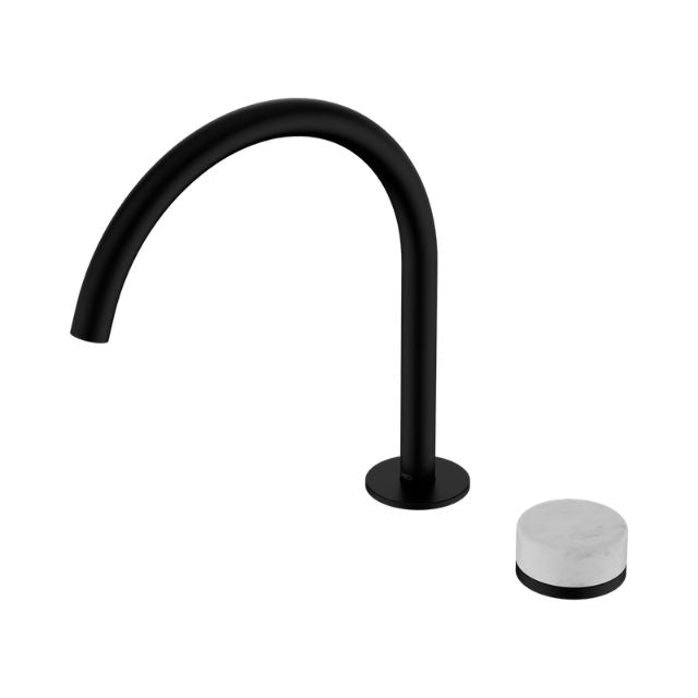 Nero Serenity Progressive Bath/Kitchen Mixer Arc Spout With Carrara Handle Matte Black 24E037MB - The Blue Space