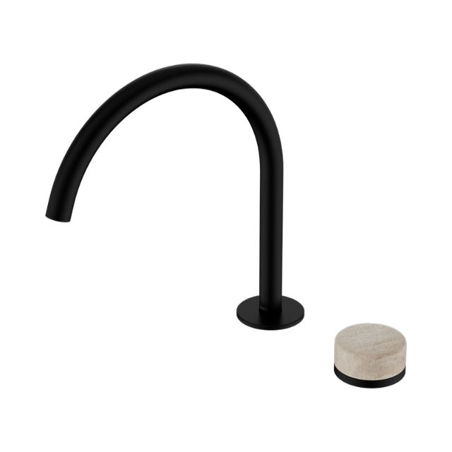Nero Serenity Progressive Bath/Kitchen Mixer Arc Spout With Rome Travertine Handle Matte Black 24E039MB - The Blue Space