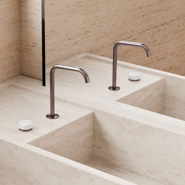Nero Serenity Progressive Bath/Kitchen Mixer Edge Spout With Carrara Handle Brushed Bronze 24E049BZ - The Blue Space
