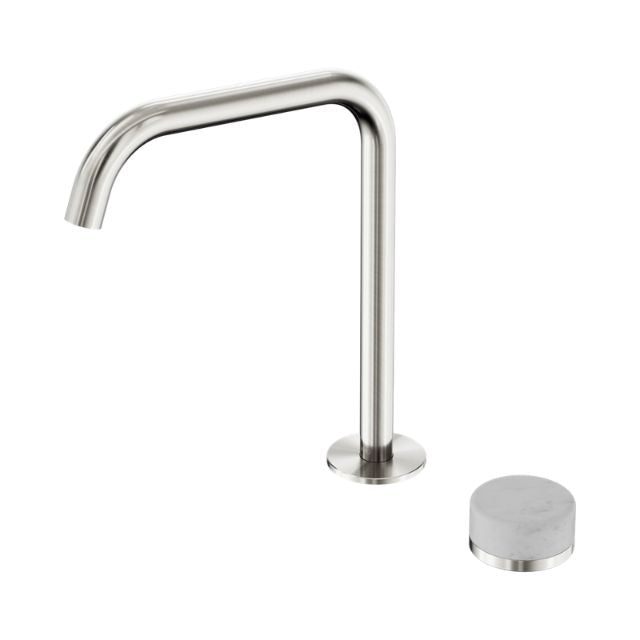Nero Serenity Progressive Bath/Kitchen Mixer Edge Spout With Carrara Handle Brushed Nickel 24E049BN - The Blue Space