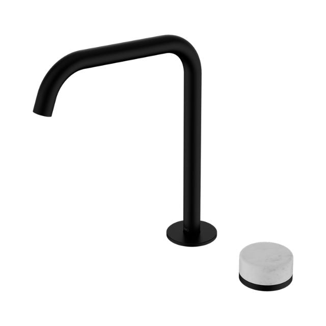 Nero Serenity Progressive Bath/Kitchen Mixer Edge Spout With Carrara Handle Matte Black 24E049MB - The Blue Space