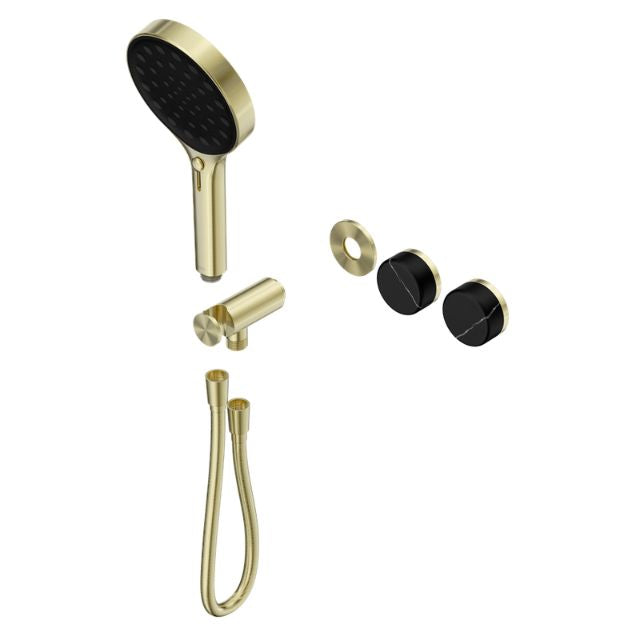 Nero Serenity Progressive Shower System With Marquina Black Handle And Nero Serenity Hand Shower Trim Kit Only Brushed Gold 24E124BG - The Blue Space