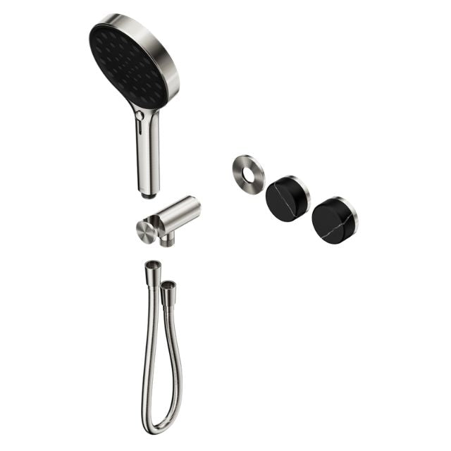 Nero Serenity Progressive Shower System With Marquina Black Handle And Serenity Hand Shower Trim Kit Only Brushed Nickel 24E124BN - The Blue Space