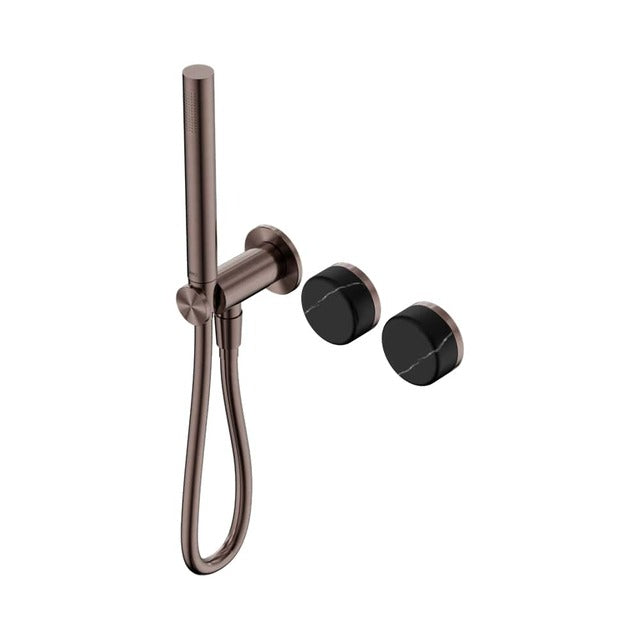 Nero Serenity Progressive Shower System With Marquina Black Handle And Slim Shower Brushed Bronze